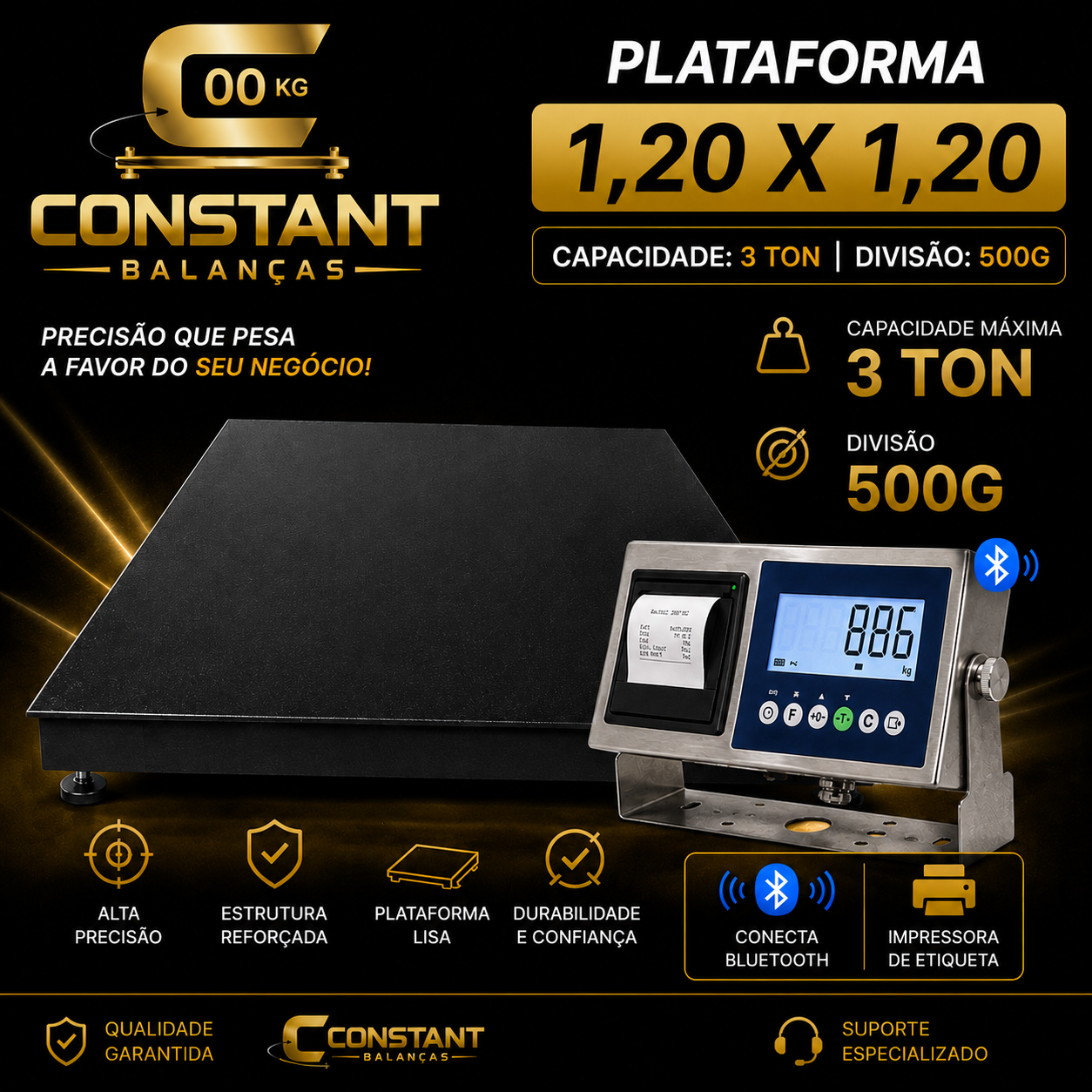 Plataforma 1,20x1,20 3TON 5000g MODU/IMP-CH