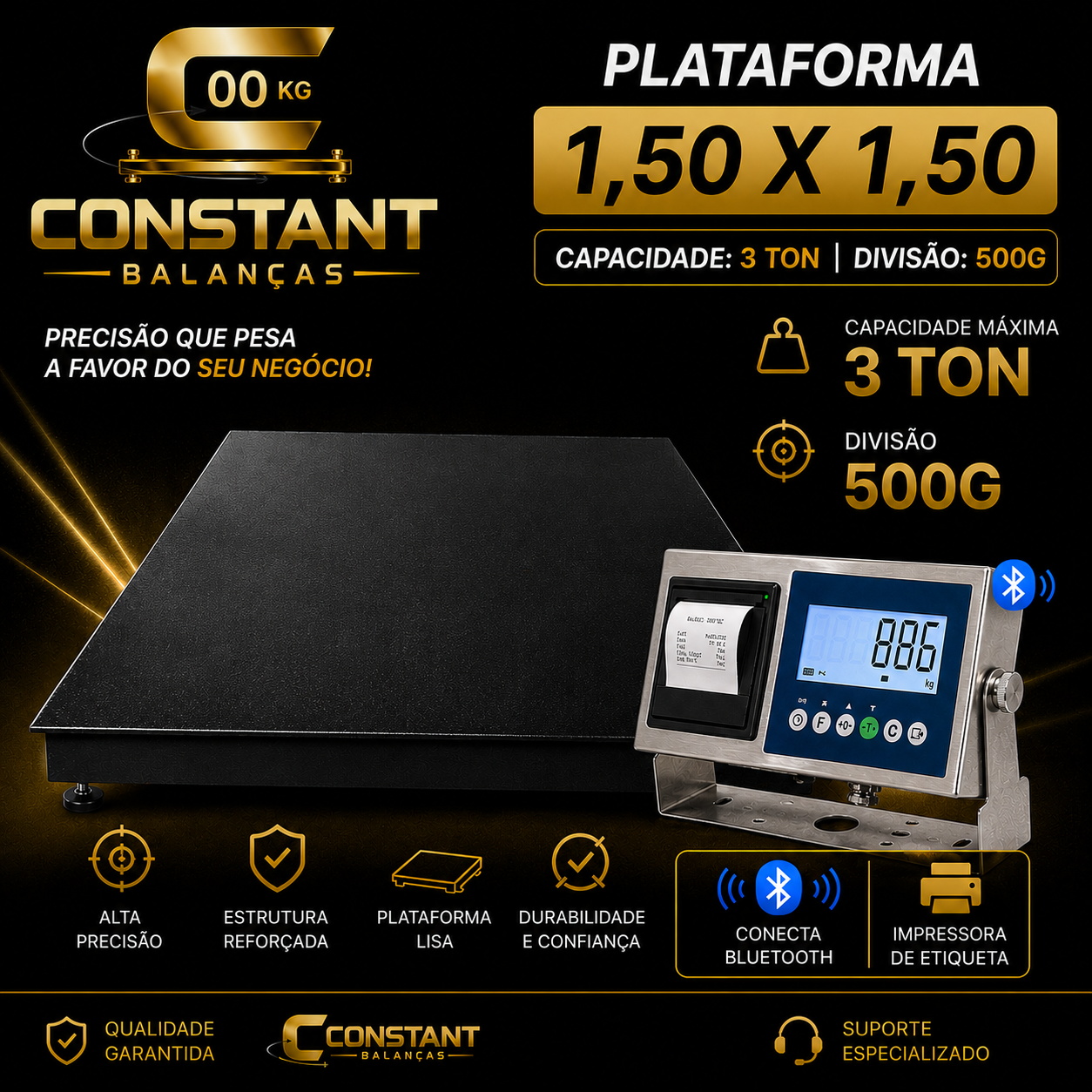 PLATAFORMA 1,50X1,50 3TON 500G MODU IMP-CH