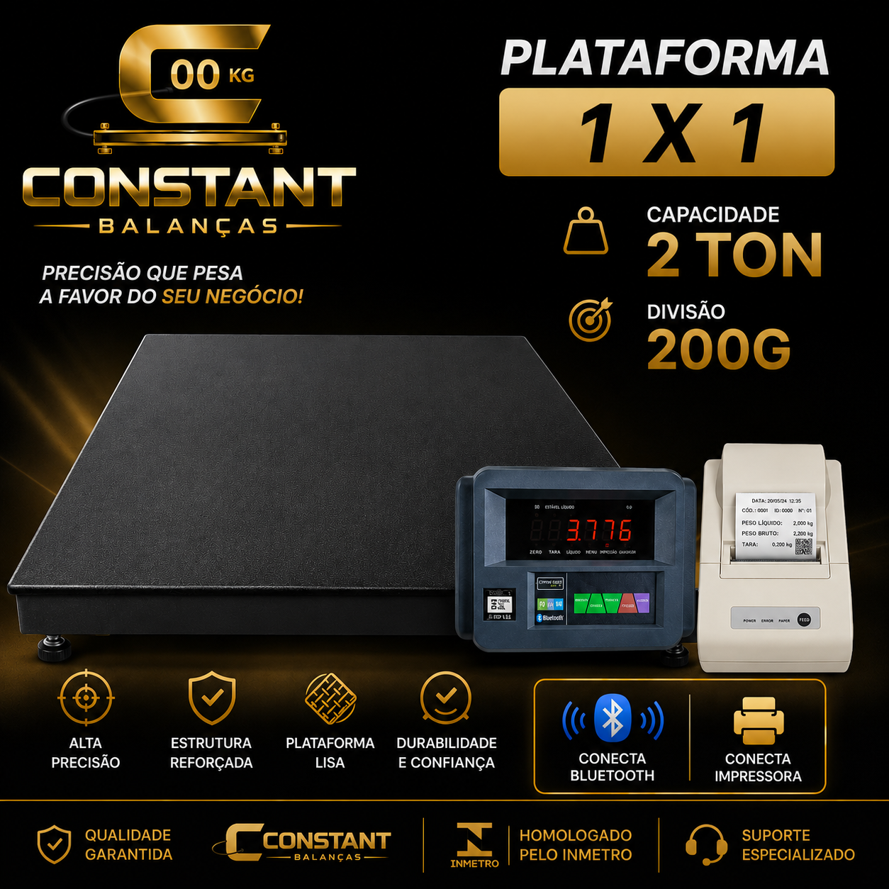 Plataforma 1×1 m 2000g x 200g MODU/BLUETOOTH + IMPRESSORA