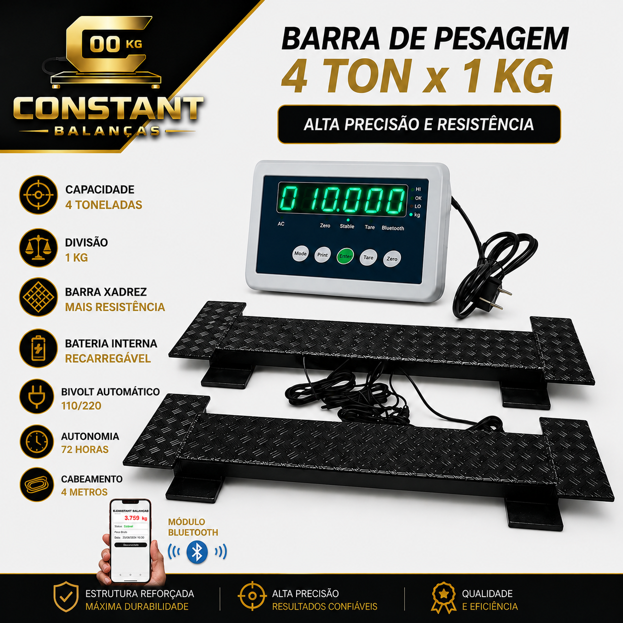 BARRA XADREZ MODU/BRANCO
