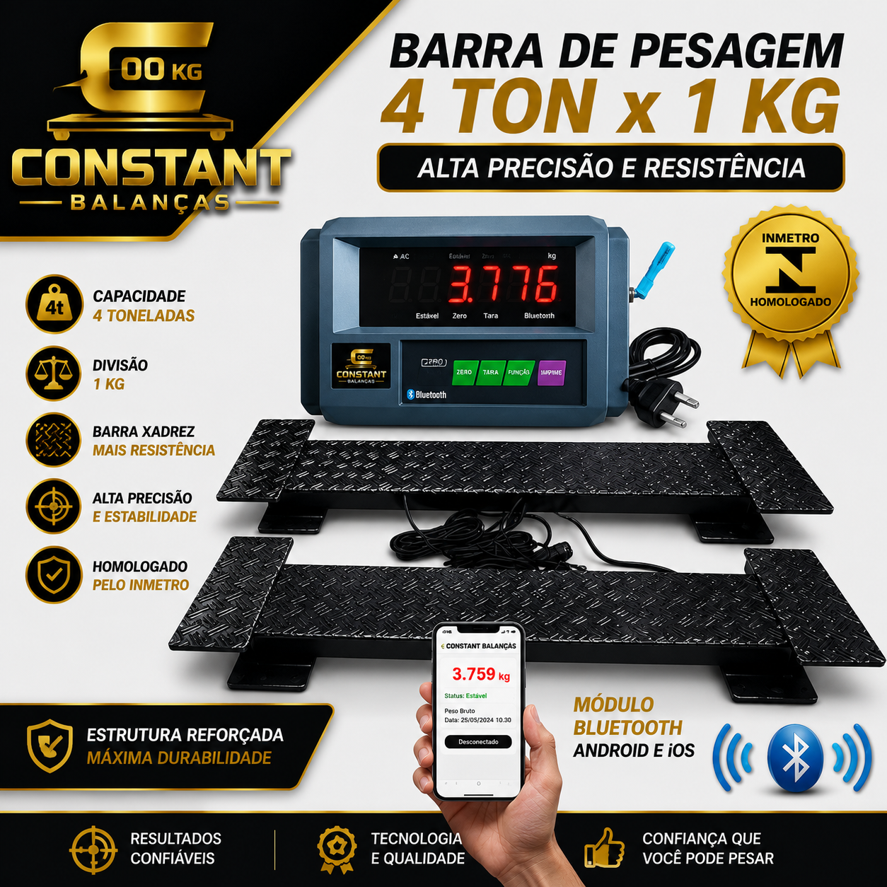 Barra de pesagem – XADREZ  MODU/Bluetooth